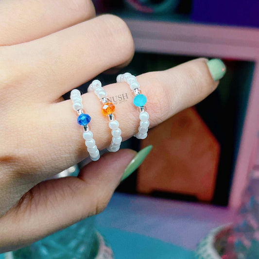 Beads and crystal ring