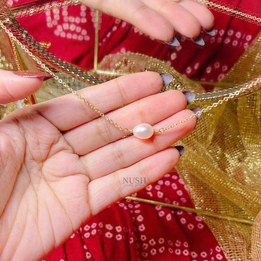 Freshwater pearl necklace (24K gold plated, anti-tarnish)