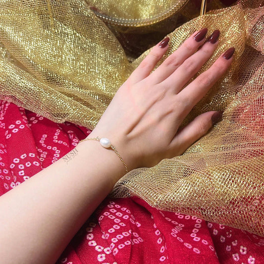 Single Pearl Bracelet (gold plated, anti-tarnish)