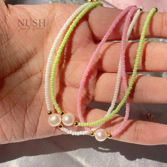 Freshwater Pearl 24k gold plated beads necklace