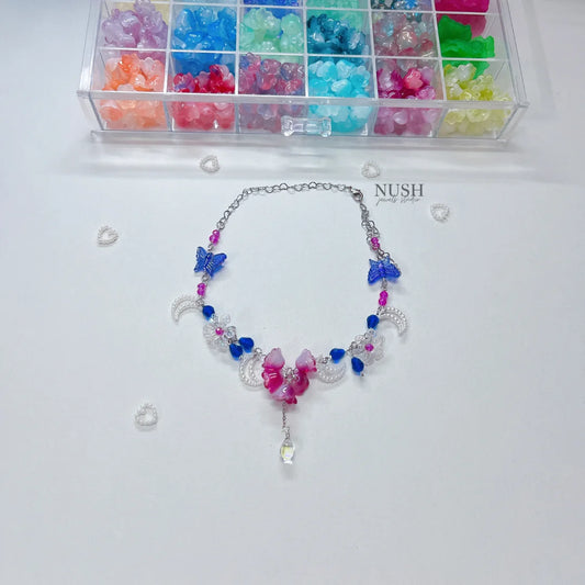 Pink, purple and blue necklace
