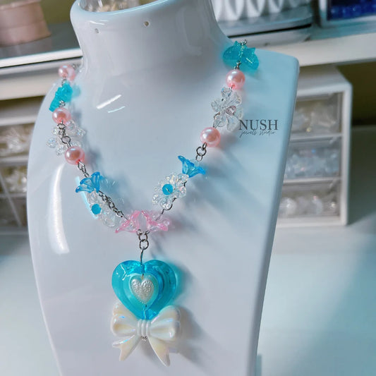 Pink and light blue necklace