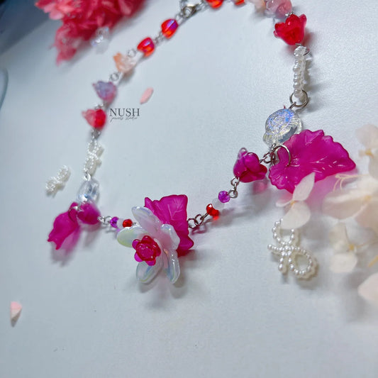 Pink flower necklace