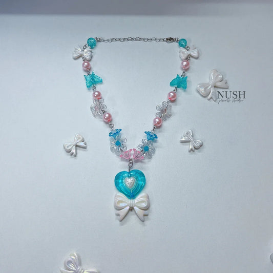 Pink and light blue necklace