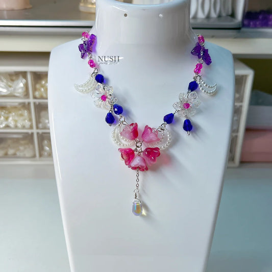 Pink, purple and blue necklace