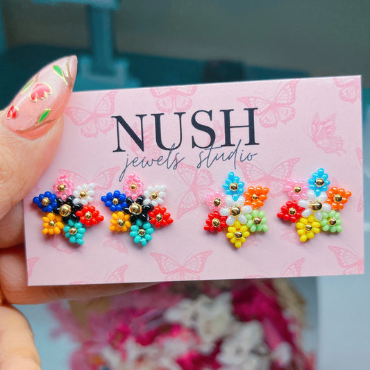 Colourful beaded studs
