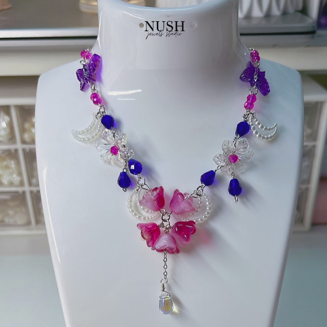 Pink, purple and blue necklace