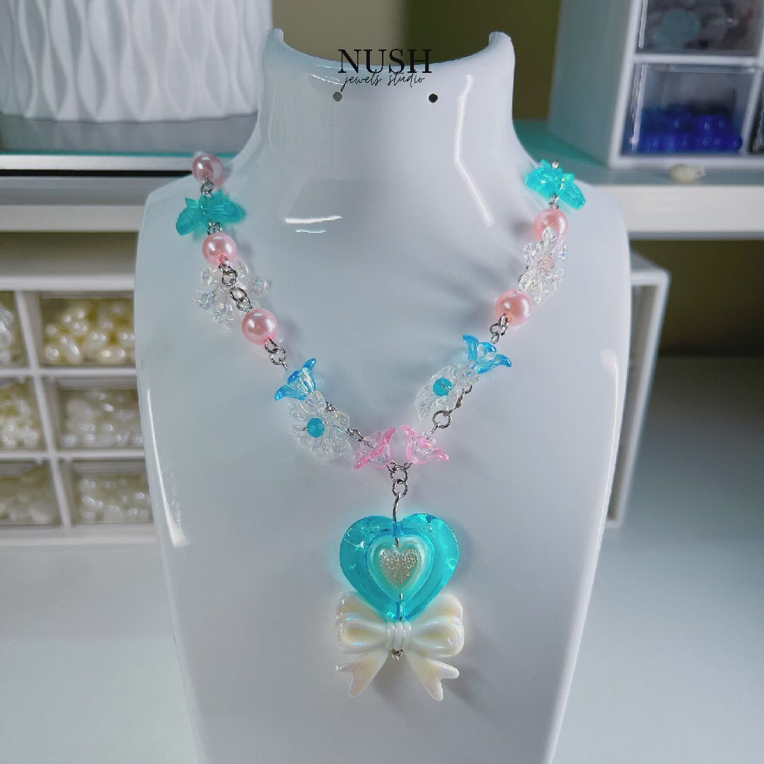 Pink and light blue necklace
