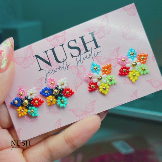 Colourful beaded studs